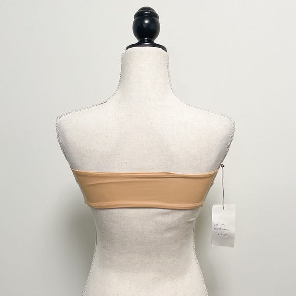 Koru Swimwear Tan Nude White Bandeau Bikini Top NWT Medium No Padding Swirl Bow - Picture 5 of 12